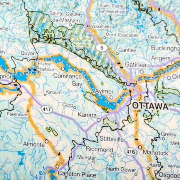Carte du bassin versant de la rivière des Outaouais