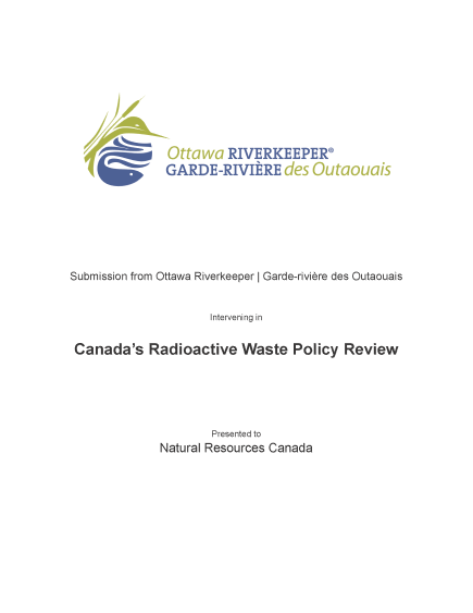 Submission on Canada’s Radioactive Waste Policy Review